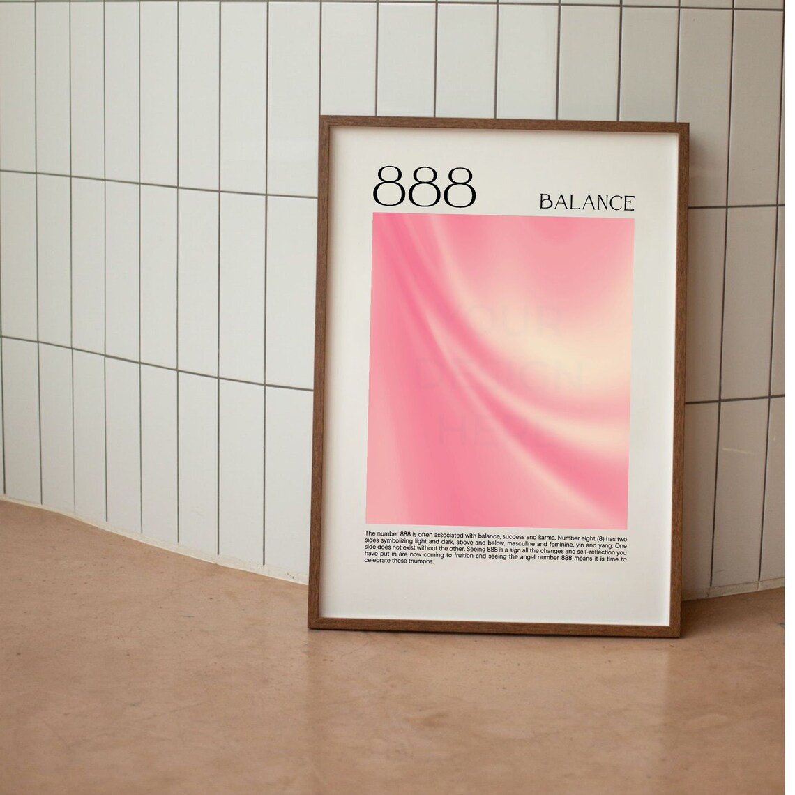 Angel Number 888 Balance Pink Aura Gradient Spiritual Poster