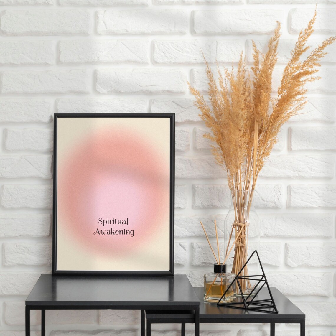 Spiritual Awakening Pink Aura Halo Minimalist Quote Poster Cream - Image 3