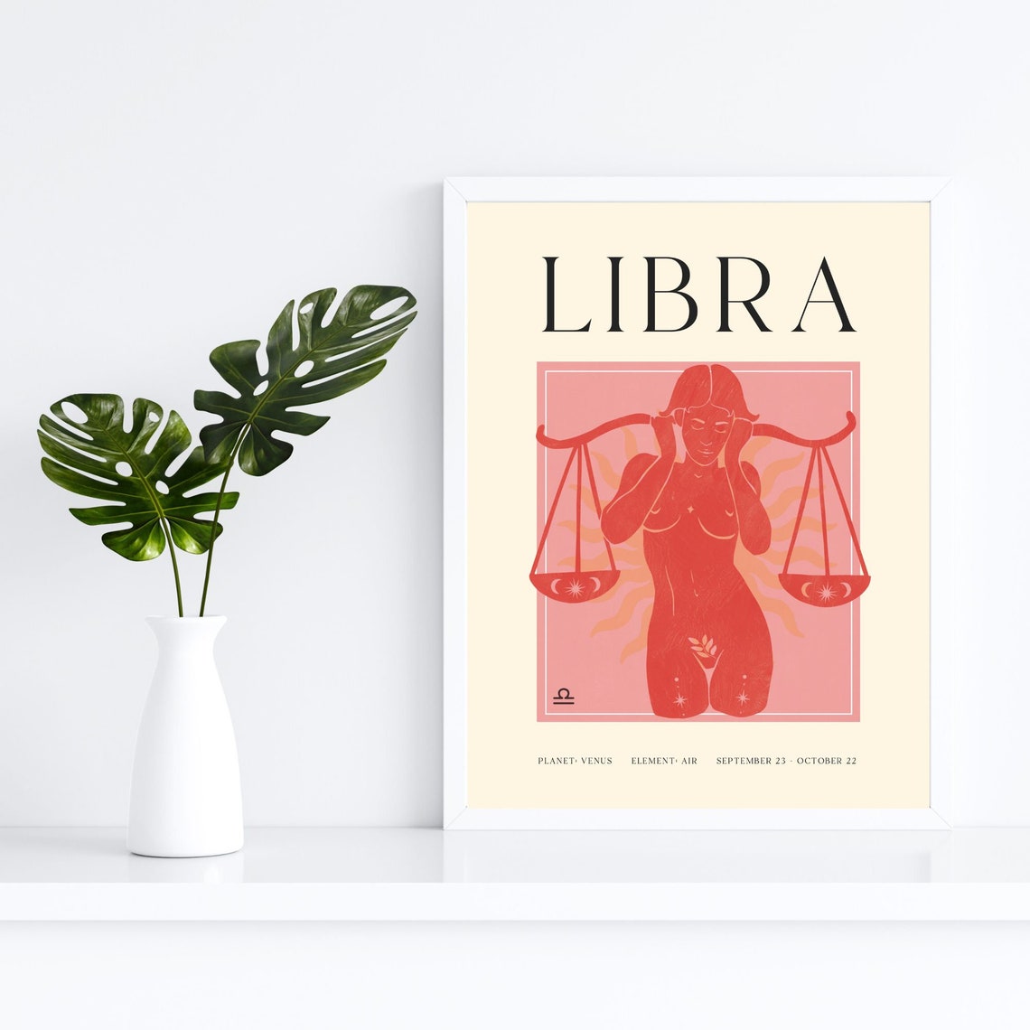 Libra Zodiac Scales Woman September October Birth Horoscope Poster - Image 4