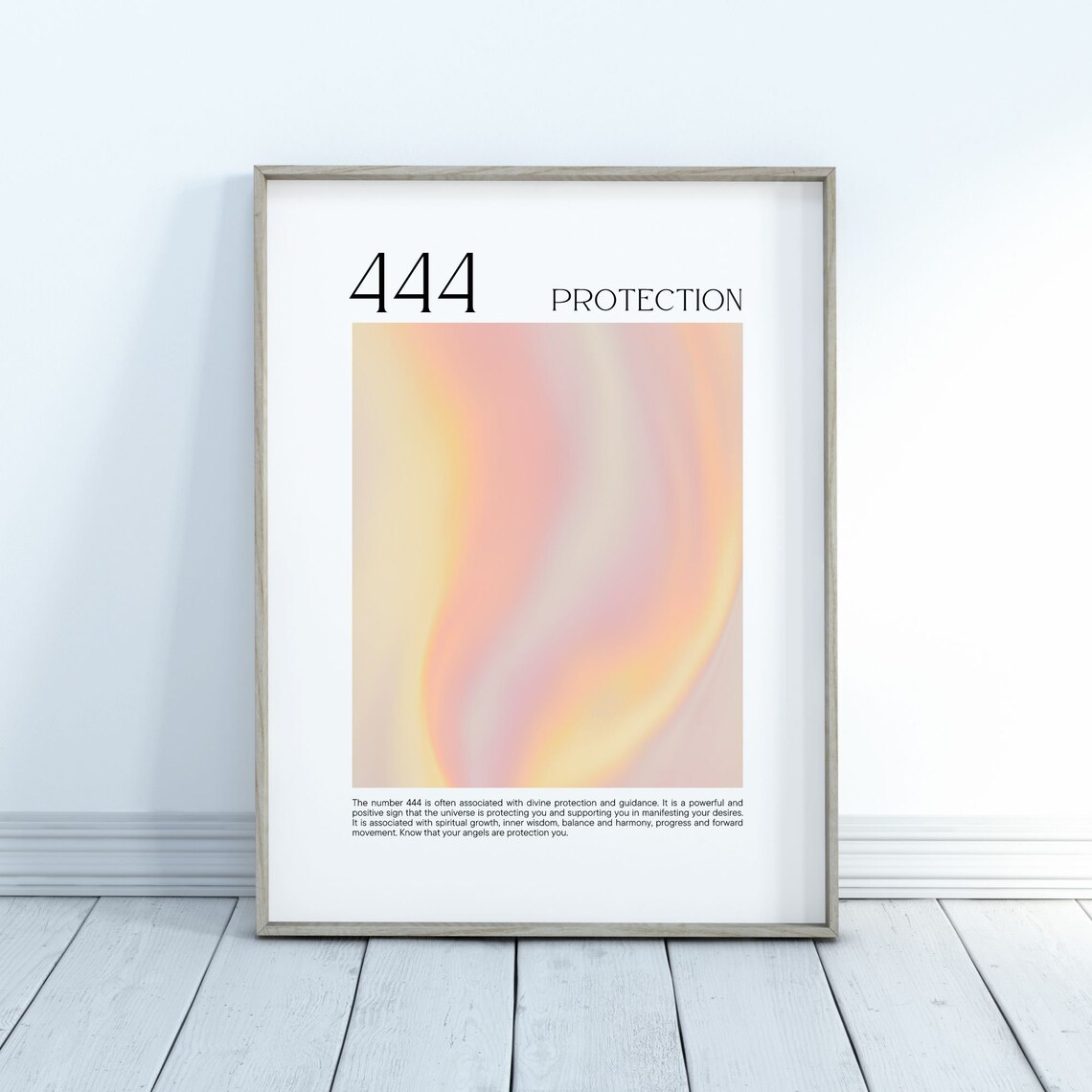 Angel Number 444 Protection Peach Aura Gradient Spiritual Poster - Image 4