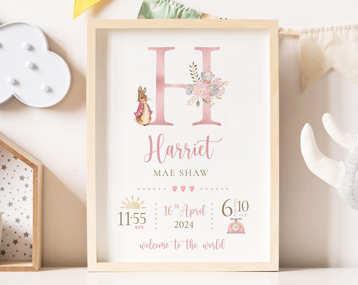 Personalized New Baby Birth Details Keepsake Print
