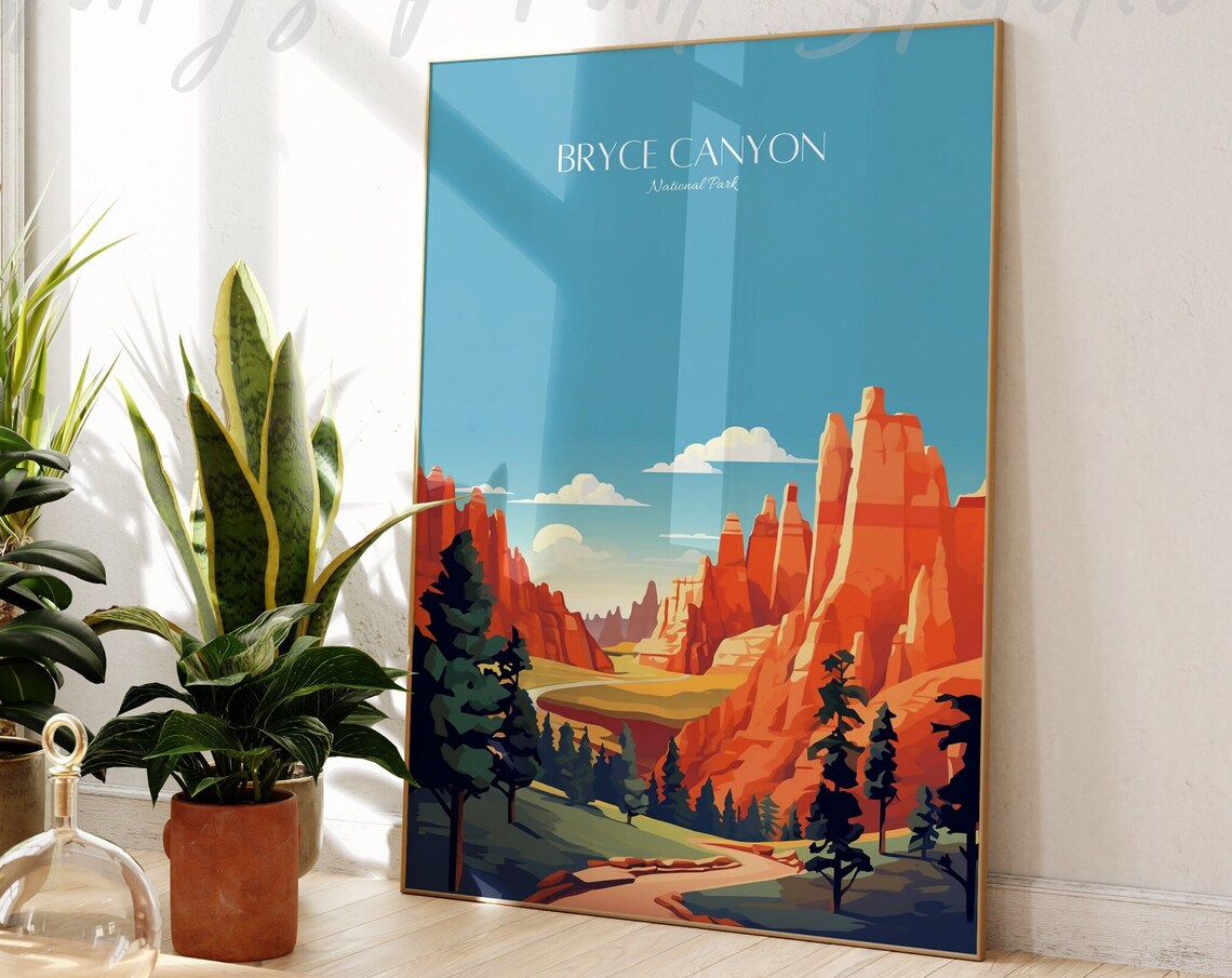 Bryce Canyon National Park Red Hoodoos Pine Vintage Travel Poster