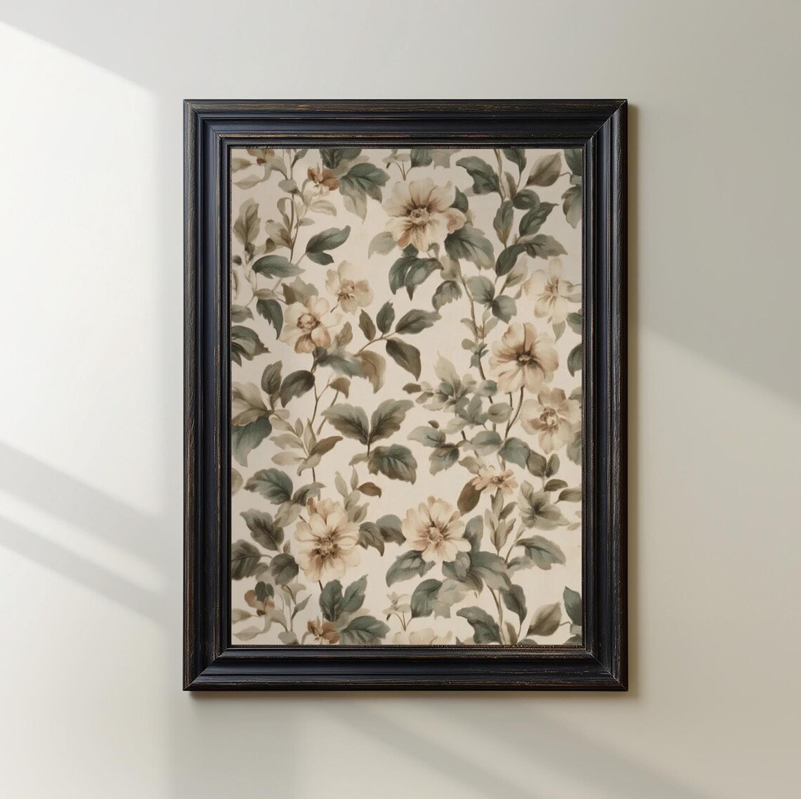 Vintage Neutral Botanical Pattern Art Print