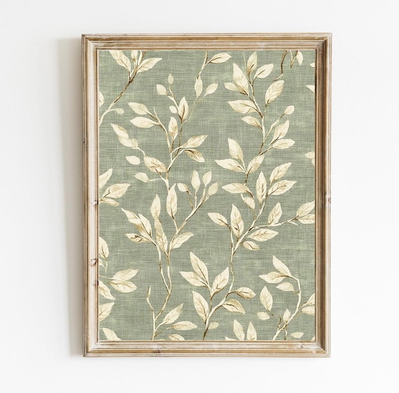 Sage Green Textile And Beige Tapestry Wall Art Vintage Traditional Spring Nursery E668