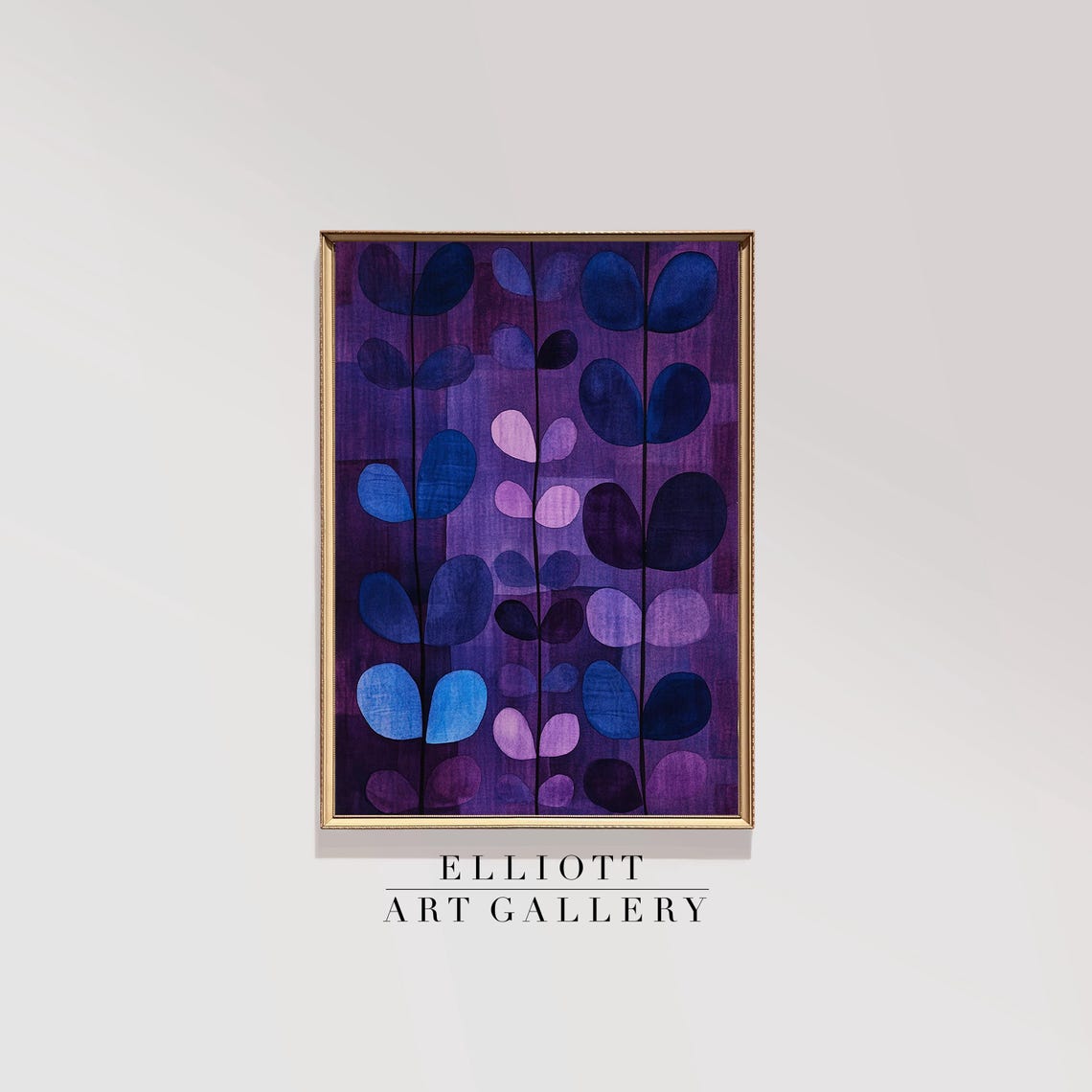 Purple Botanical Leaves Mid Century Abstract Modern Gallery Print