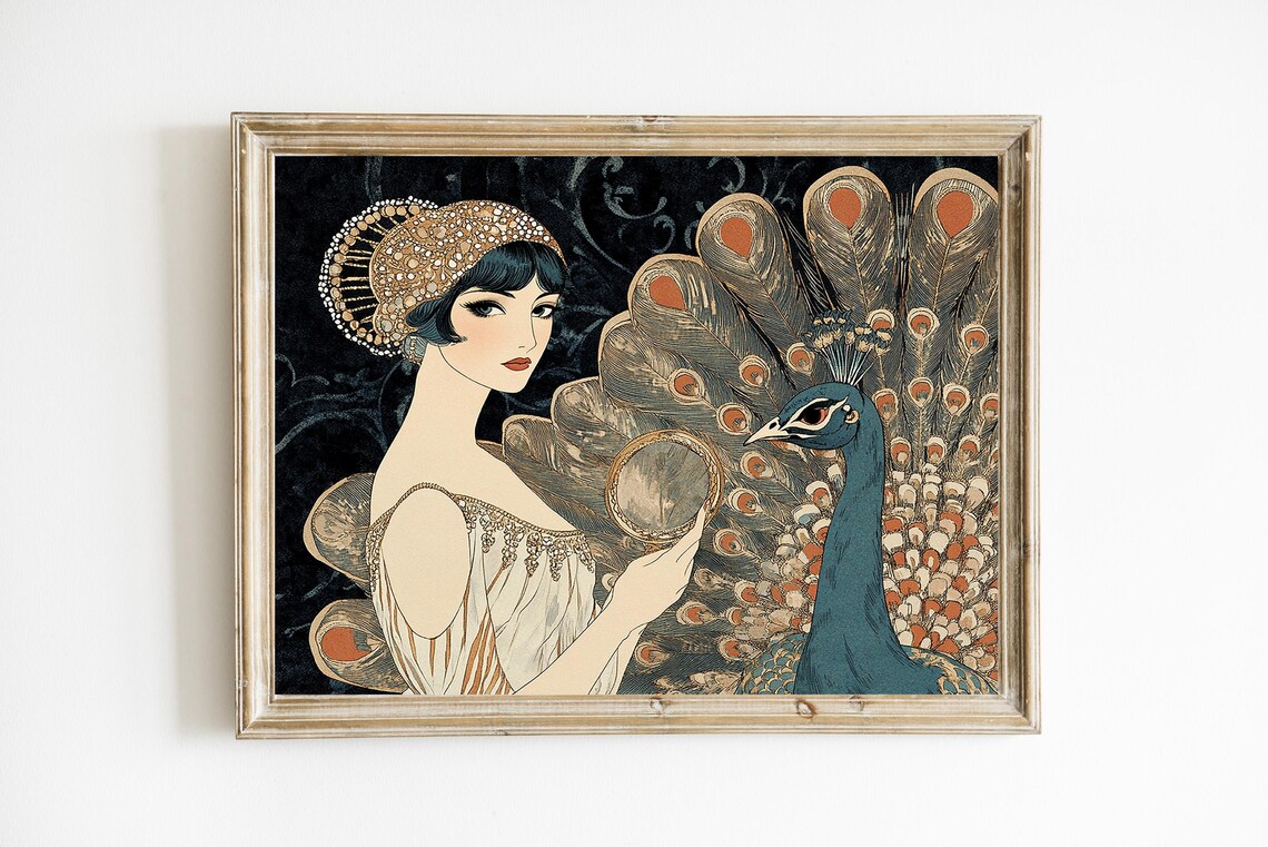 Art Deco Woman Vintage Eclectic Portrait Art Print