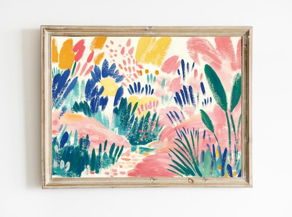 Colorful Abstract Garden Painting Fauvist Brushstroke Style Poster