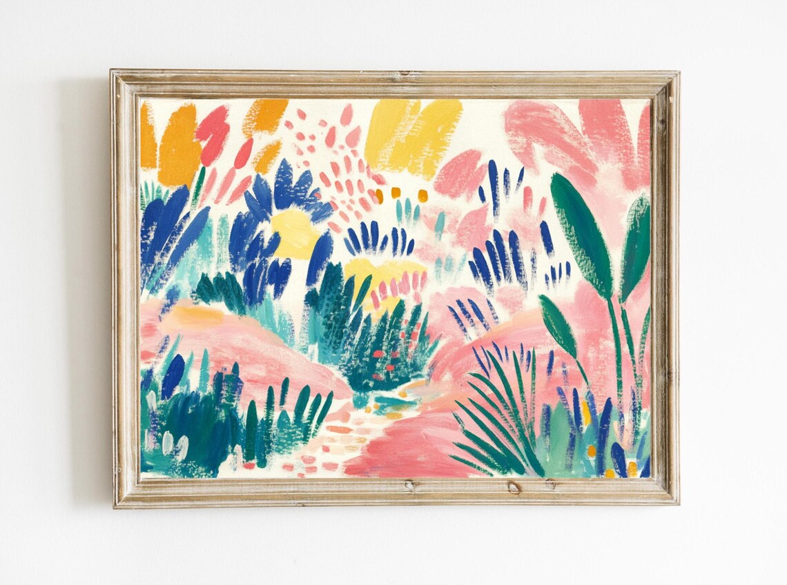Colorful Abstract Garden Painting Fauvist Brushstroke Style Poster