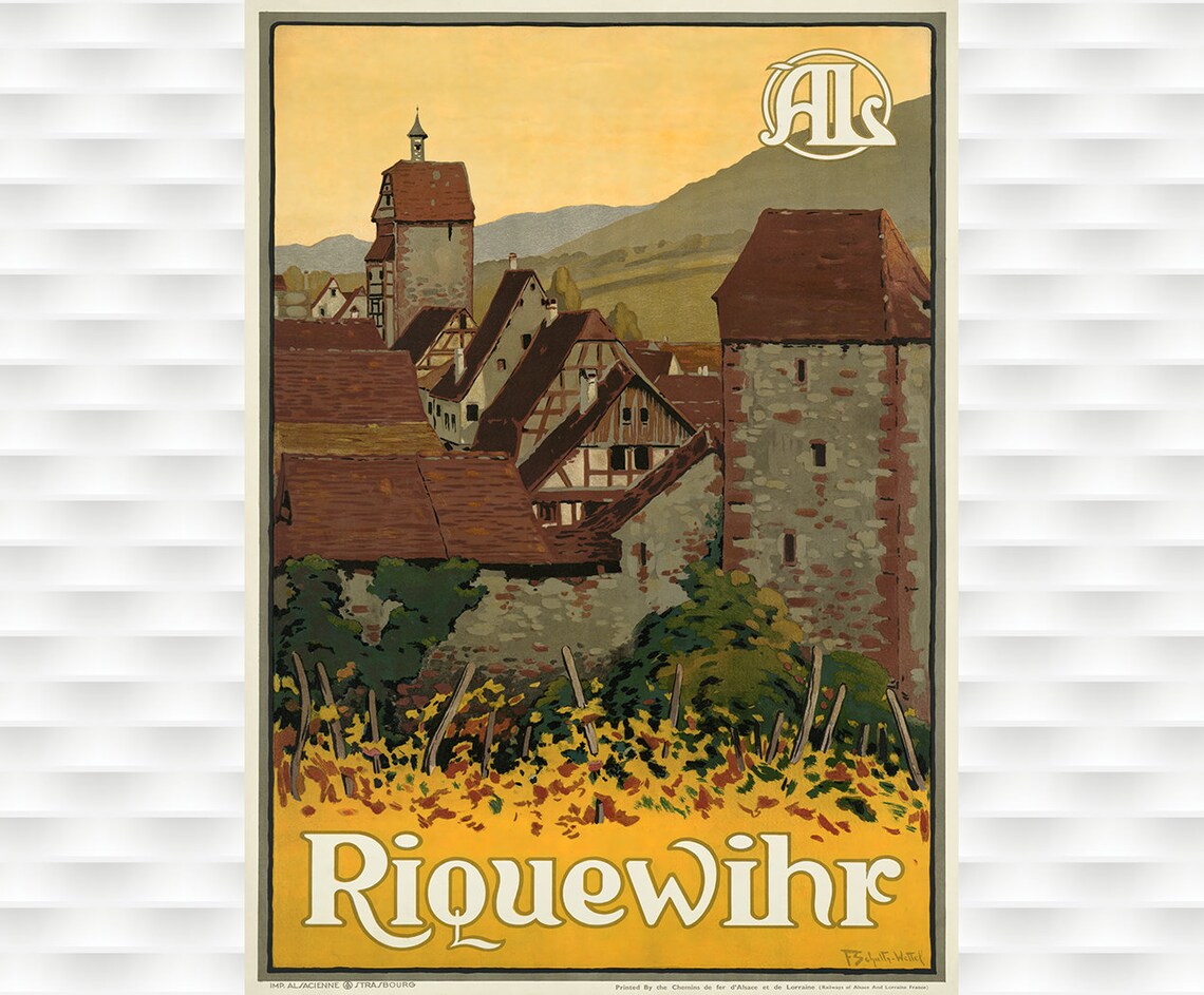 Riquewihr Alsace France Wine Village Vintage Travel Railway Poster