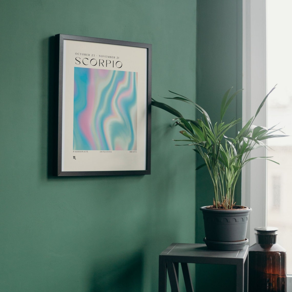 Scorpio Zodiac Aura Teal Pink Abstract Swirl Gradient Poster - Image 4