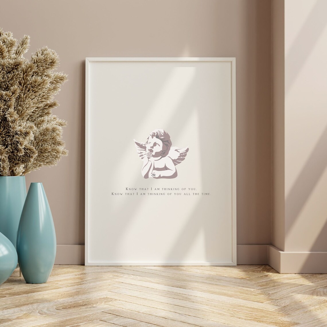 Cupid Cherub Thinking Of You Love Quote Minimalist Angel Poster