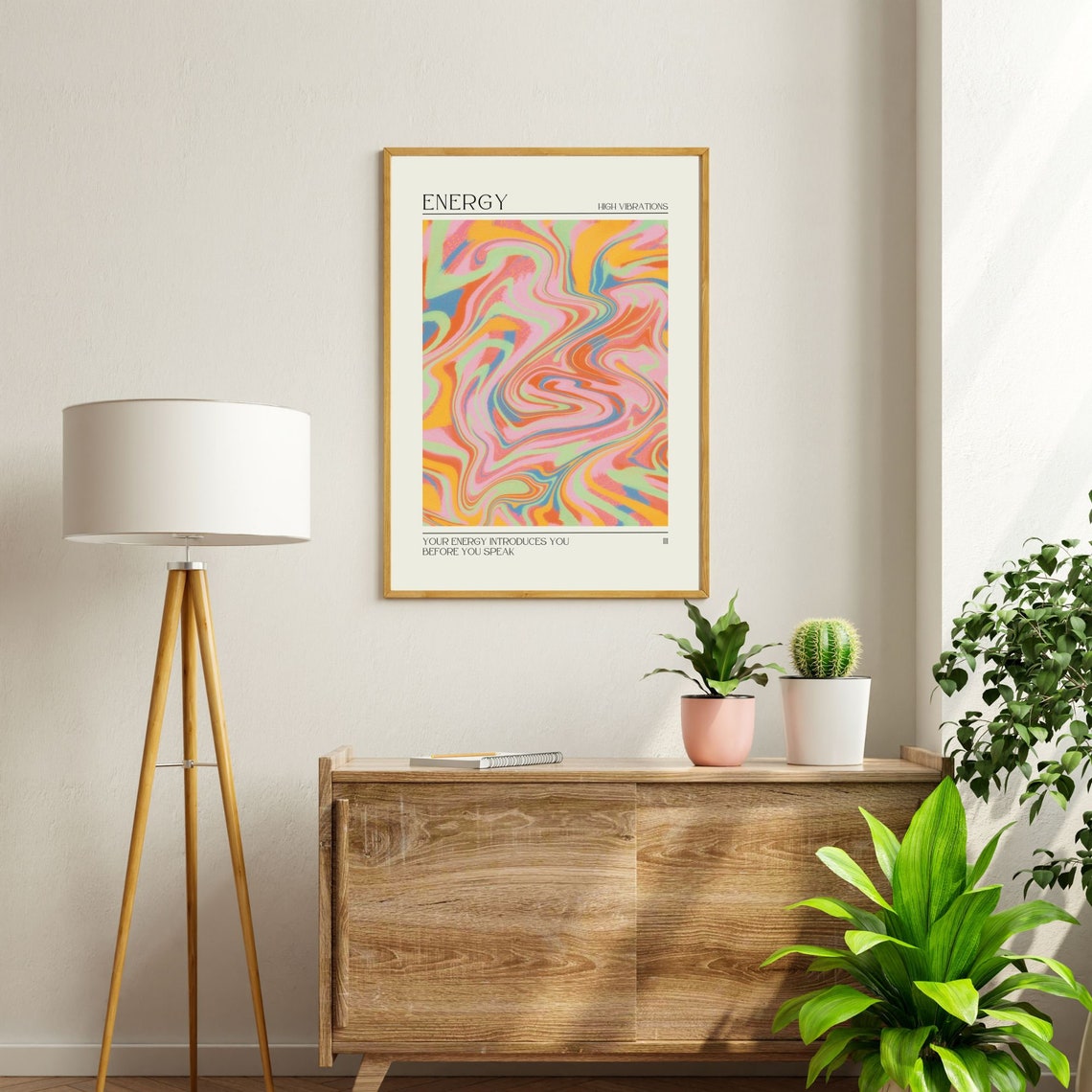 Energy High Vibrations Colorful Marble Swirl Motivational Poster - Image 3