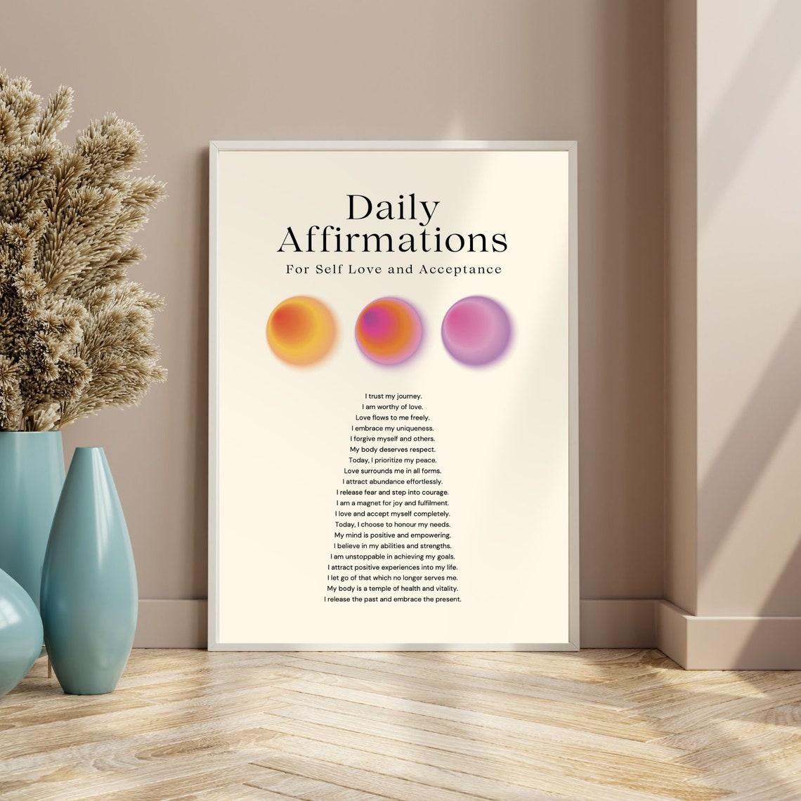 Daily Affirmations Self Love Acceptance Aura Positive Quote Poster