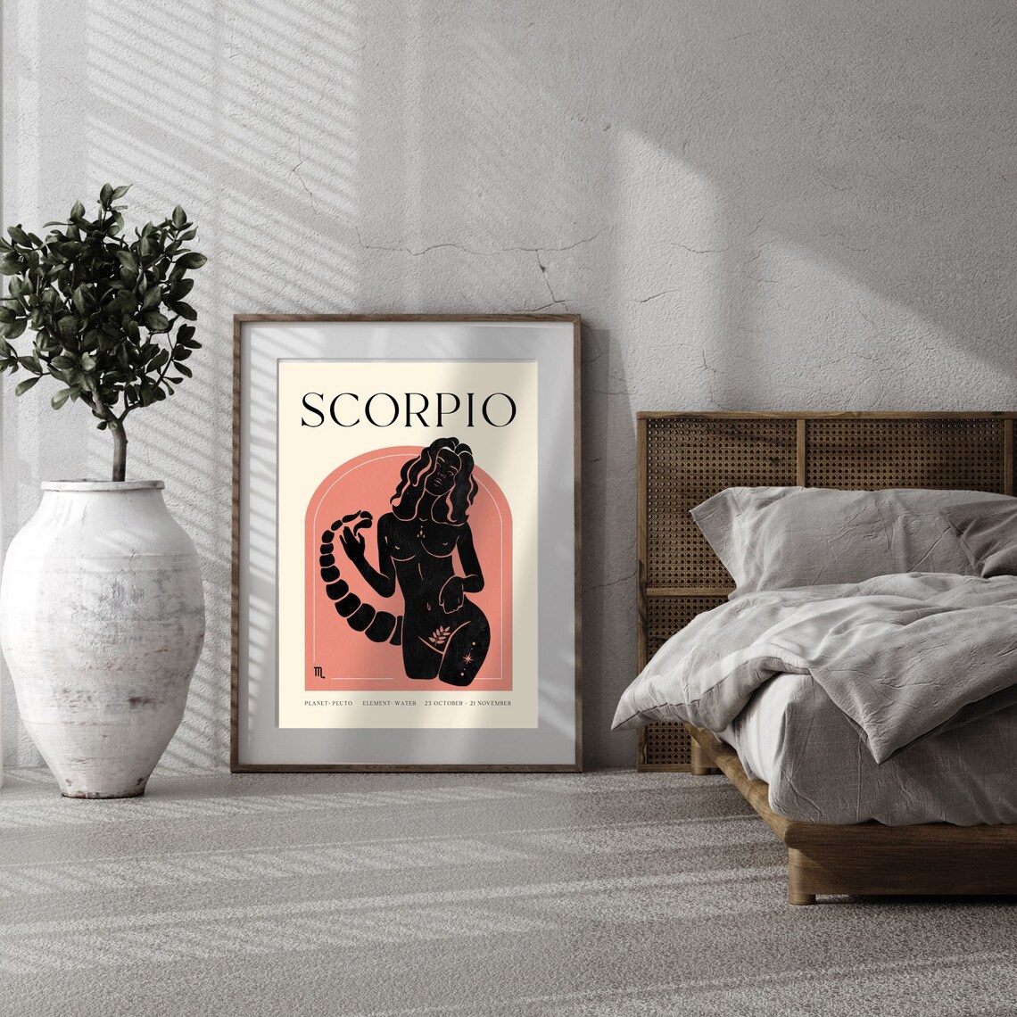 Scorpio Zodiac Sign Black Silhouette Woman Arch Astrology Poster - Image 2