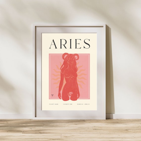 Aries Art Print Horoscope Zodiac Art Astrology Art Star Sign Horoscope Art Aries Poster Aries Gift