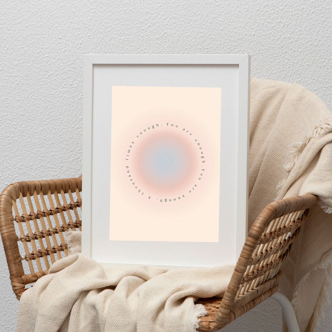 You Are Enough Circular Text Pink Aura Self Love Affirmation Poster - Image 2