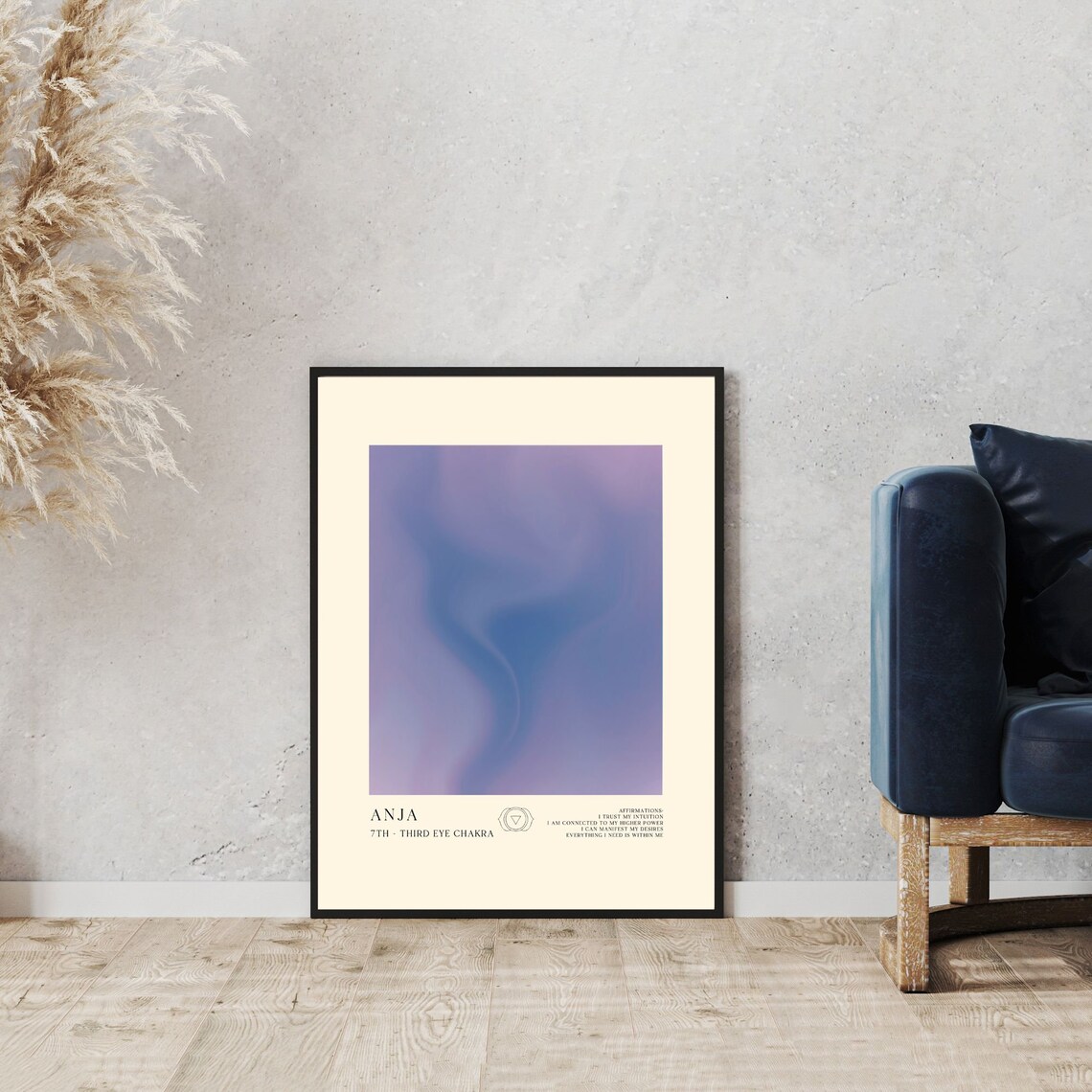 Anja Third Eye Chakra Purple Aura Intuition Affirmation Poster Art - Image 3