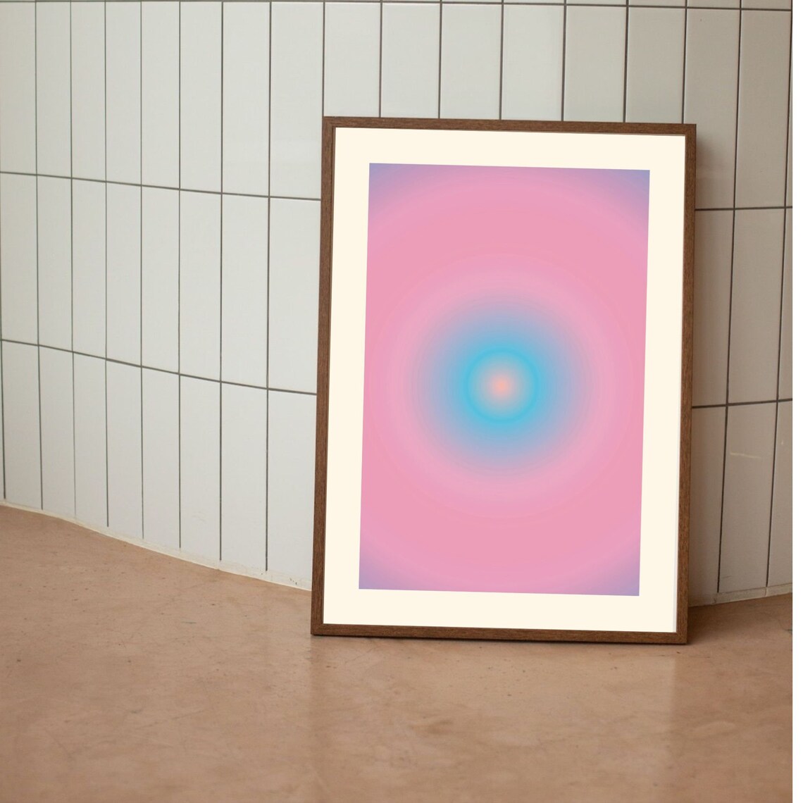 Pink Blue Aura Gradient Orb Minimal Spiritual Decorative Art Poster