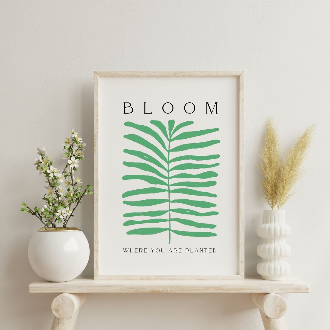 Bloom Where You Are Planted Boho Botanical Palm Leaf Art Poster
