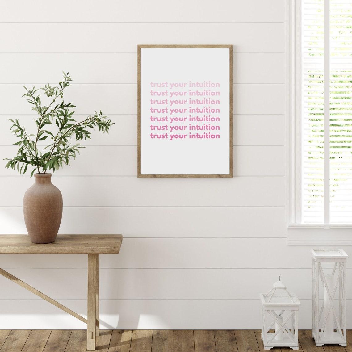 Trust Your Intuition Pink Repeat Modern Typography Art Poster - Image 3