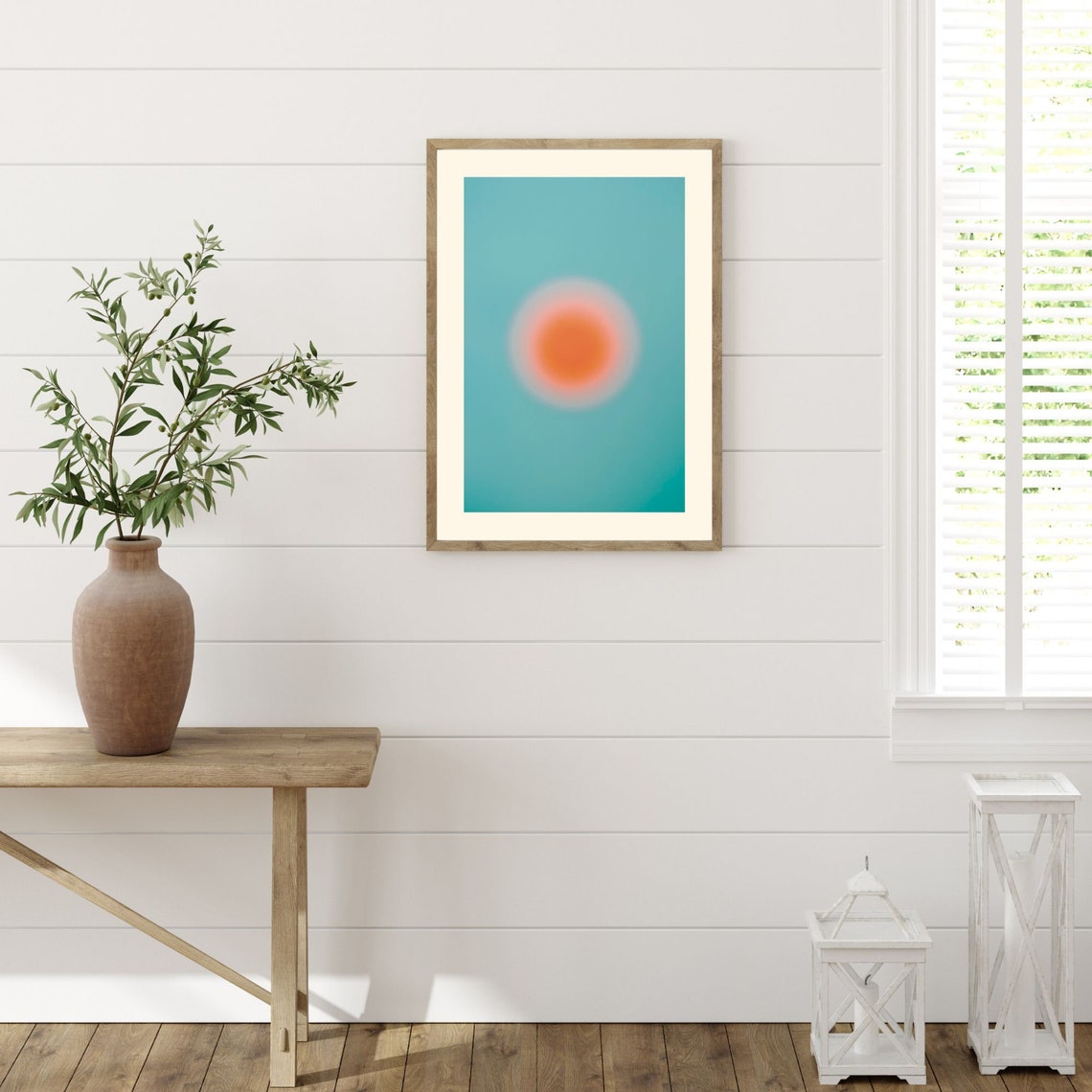 Turquoise Aura Gradient Orb Minimal Spiritual Decorative Poster - Image 3