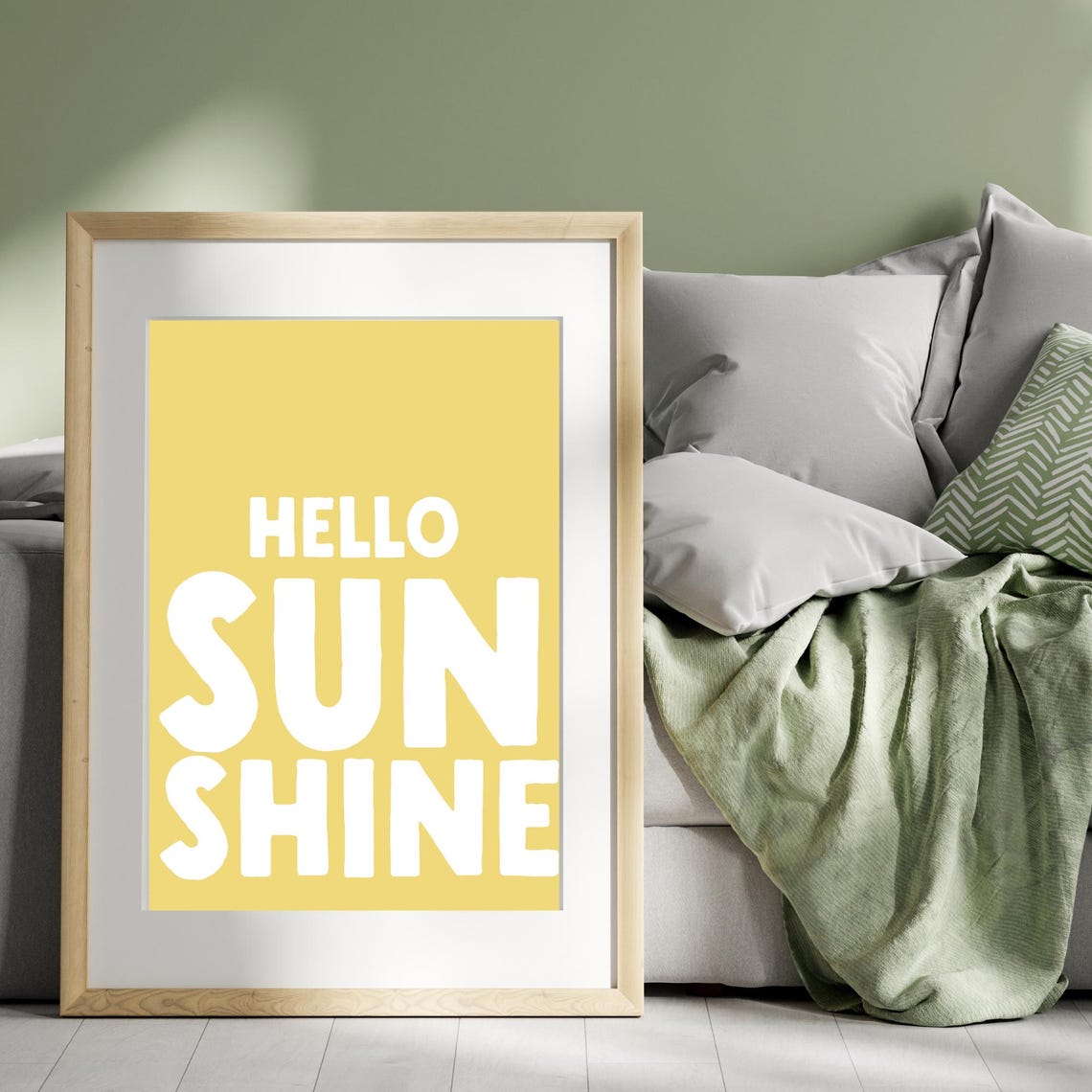 Hello Sunshine Bold Yellow White Typography Positive Happy Poster Art - Image 2