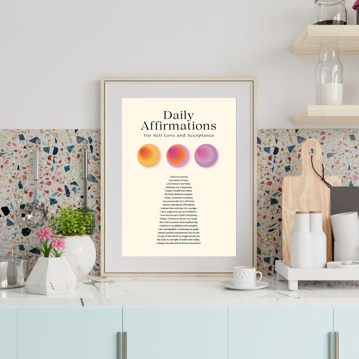 Daily Affirmations Self Love Acceptance Aura Positive Quote Poster - Image 3