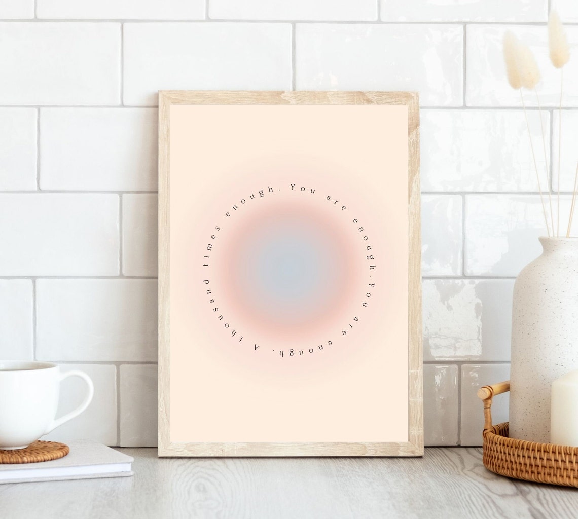 You Are Enough Circular Text Pink Aura Self Love Affirmation Poster