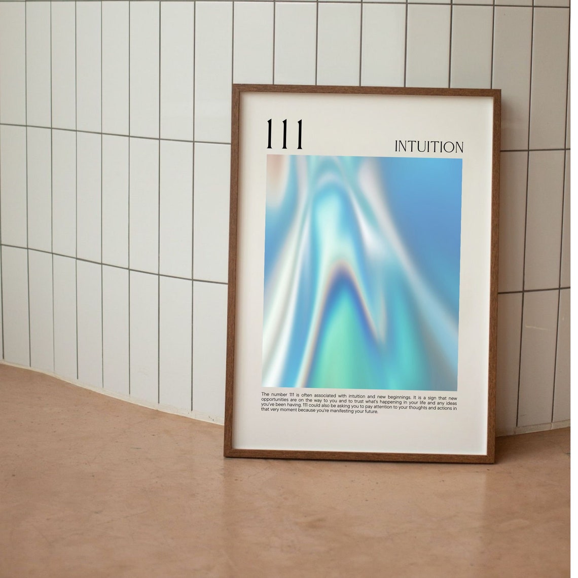 Angel Number 111 Intuition Blue Aura Gradient Spiritual Poster