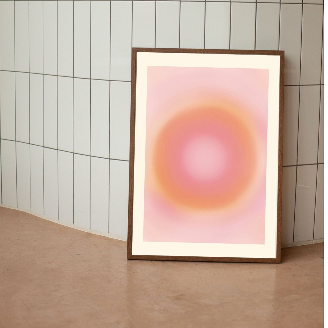 Peach Pink Aura Gradient Orb Minimal Spiritual Decorative Poster