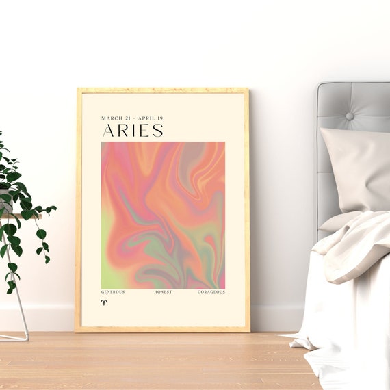 Aries Art Print Horoscope Zodiac Art Astrology Art Star Sign Energy Art Aries Poster Aries Gift