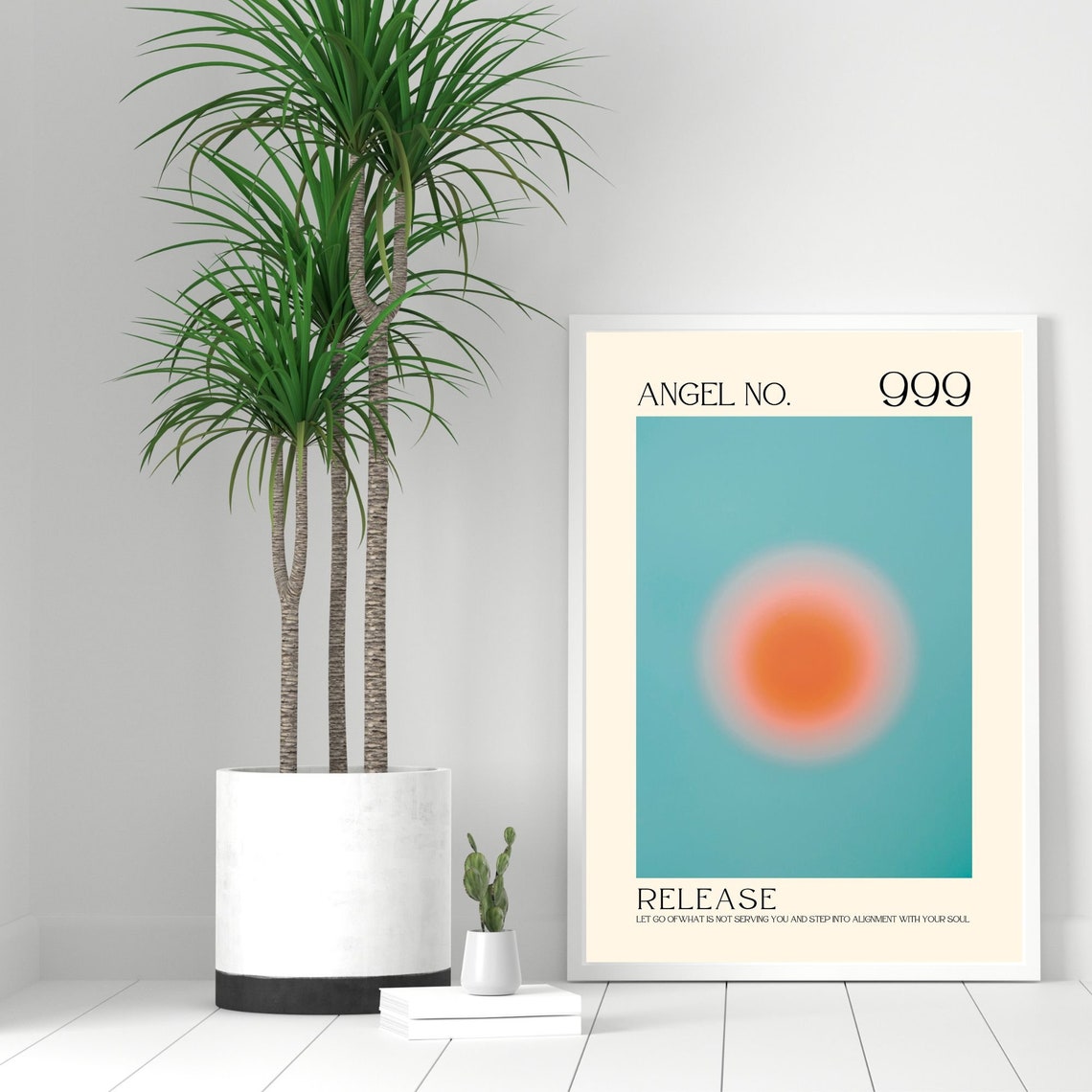 Angel Number 999 Spiritual Aura Poster Colourful Art Print Angel Number Wall Art Energy Wall Art Spiritual Poster - Image 3