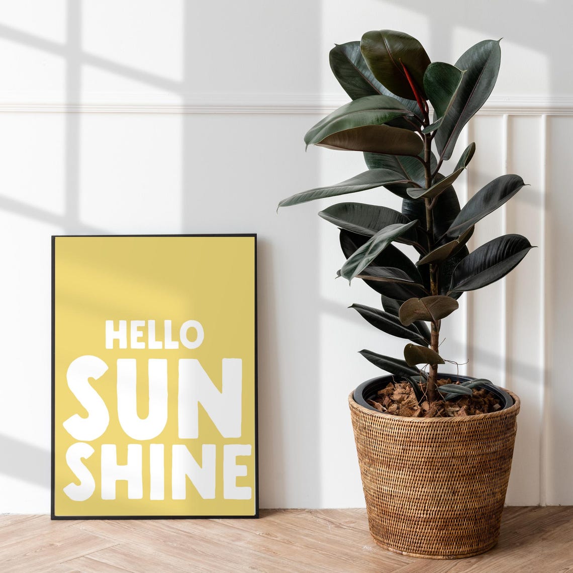 Hello Sunshine Bold Yellow White Typography Positive Happy Poster Art - Image 3