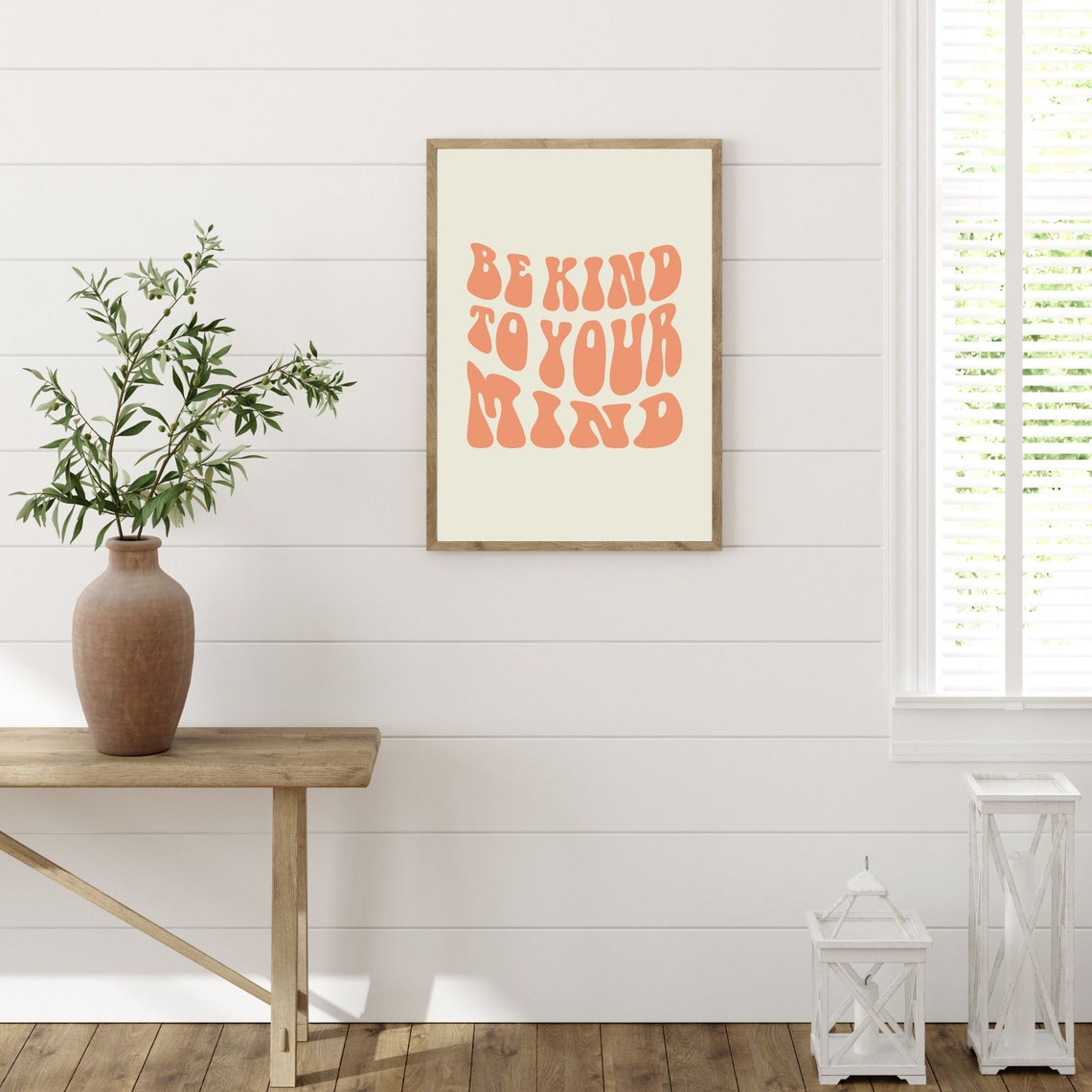 Be Kind To Your Mind Retro Typography Peach Mindfulness Poster - Image 3