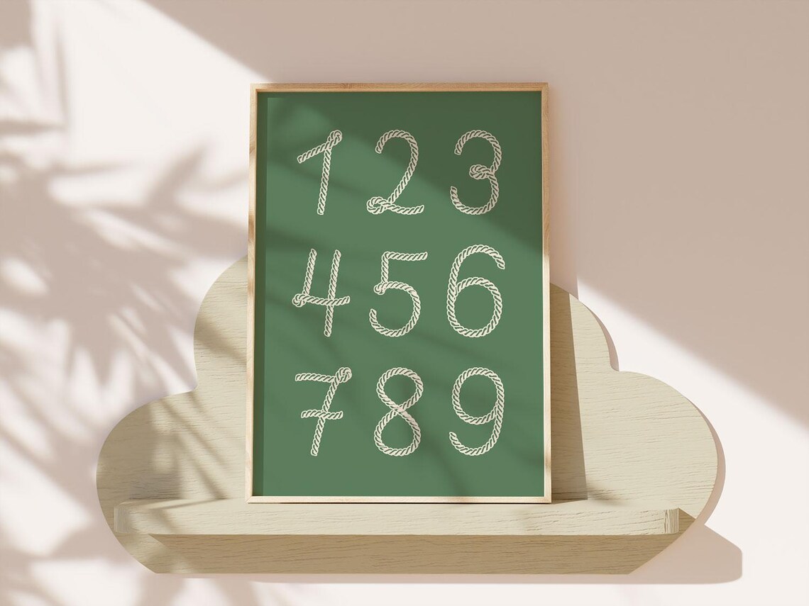 Whimsical Counting Numbers Poster, Cute Cowboy Style