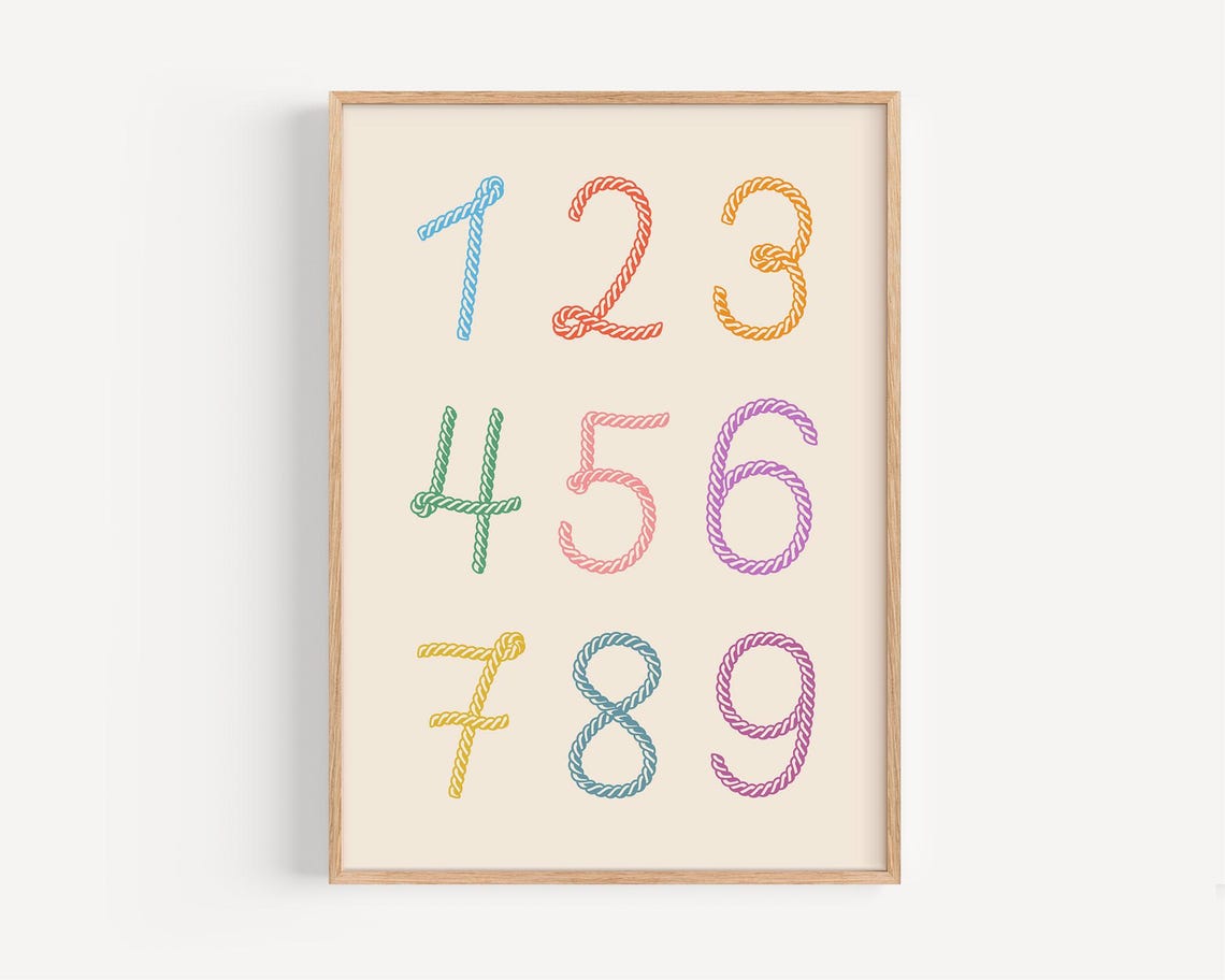 Colorful Rope Numbers 1 To 9 Kids Counting Fun Learning Wall Art - Image 3