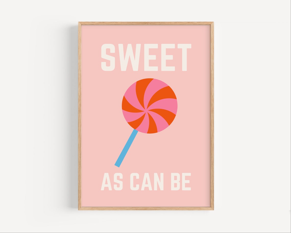 Sweet As Can Be Lollipop Poster with Pink Retro Typography Art - Image 5