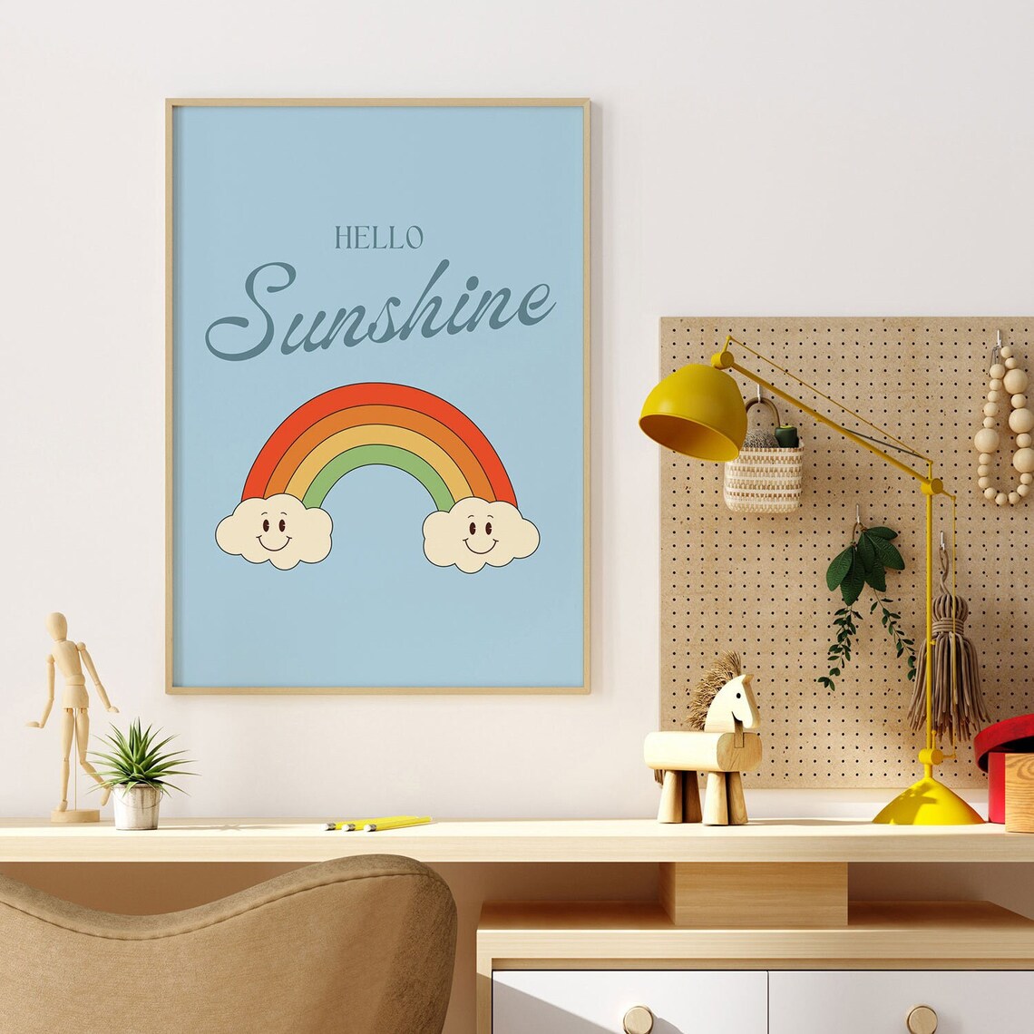 Hello Sunshine Print, Retro Nursery Affirmation Poster - Image 4