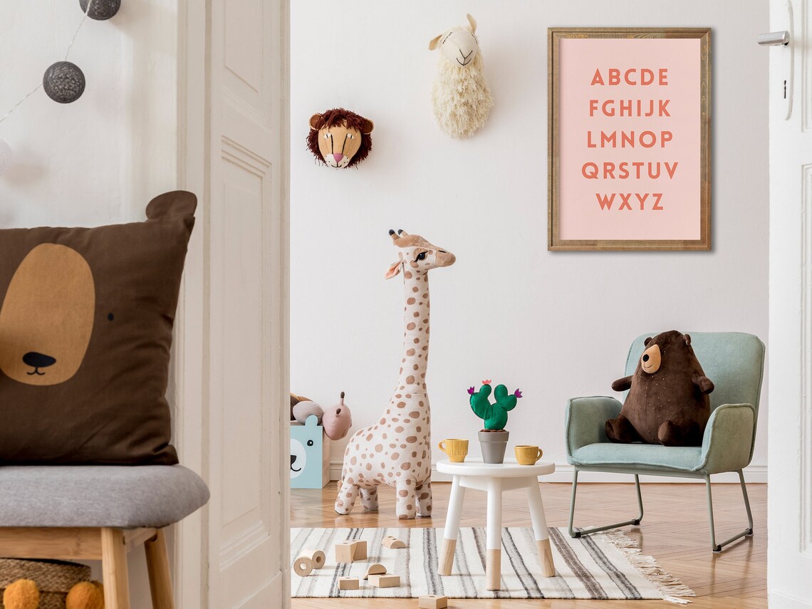 Pink Alphabet Kids Print, Modern Scandinavian Poster - Image 4