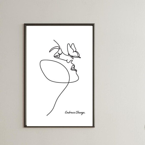 Embrace Change Minimalist Line Art, Inspirational Poster