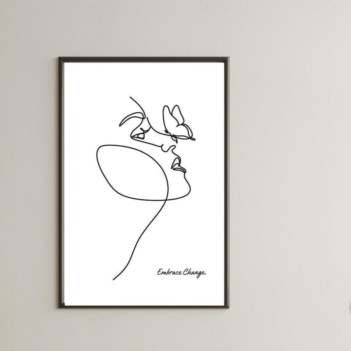 Embrace Change Minimalist Line Art, Inspirational Poster