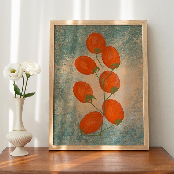 Vine Tomatoes Illustration Vintage Print Gicle Fine Art