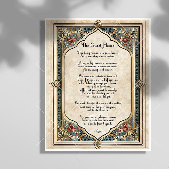 The Guest House, Rumi Literary Quote Poster Print