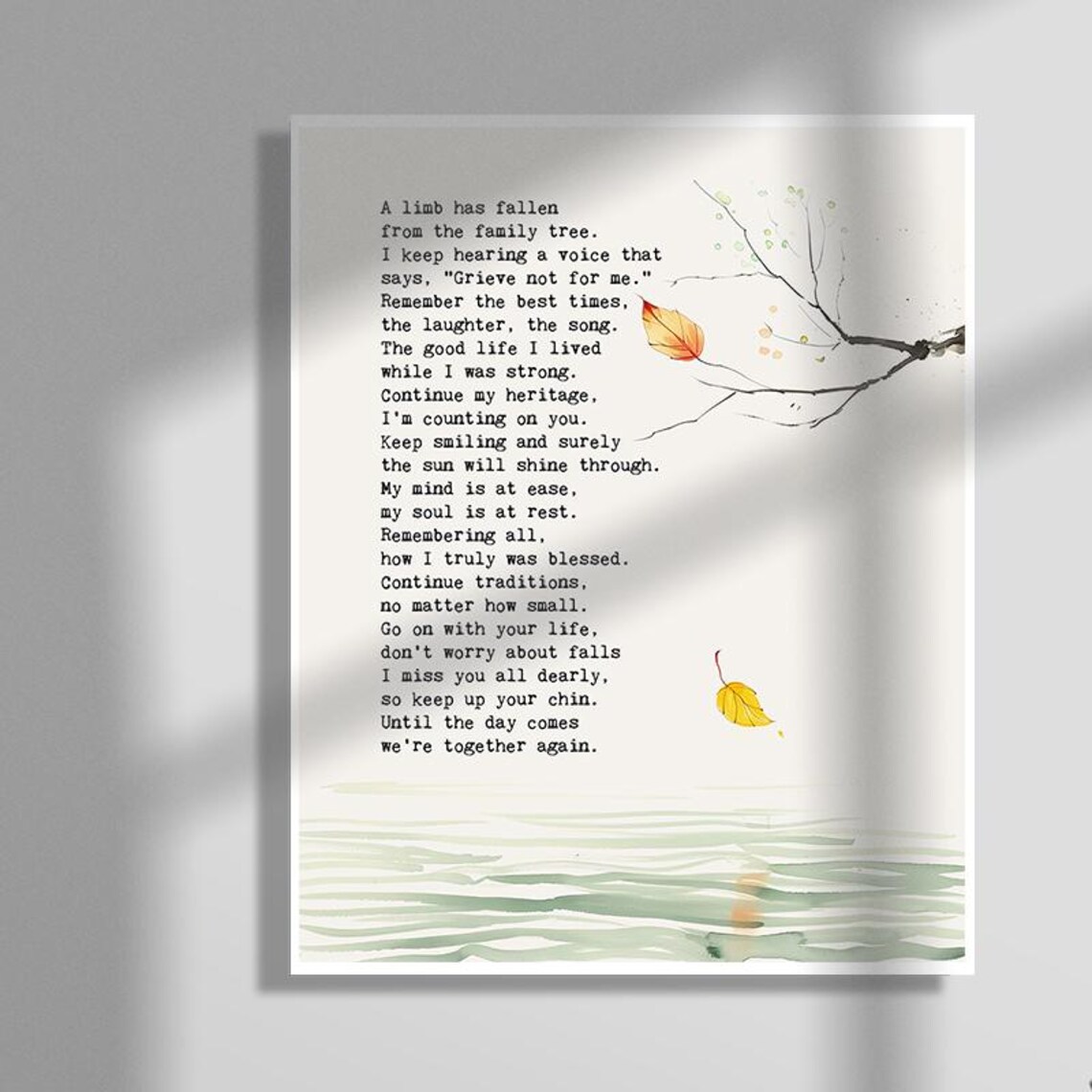 Memorial Poem Tribute to Loved Ones