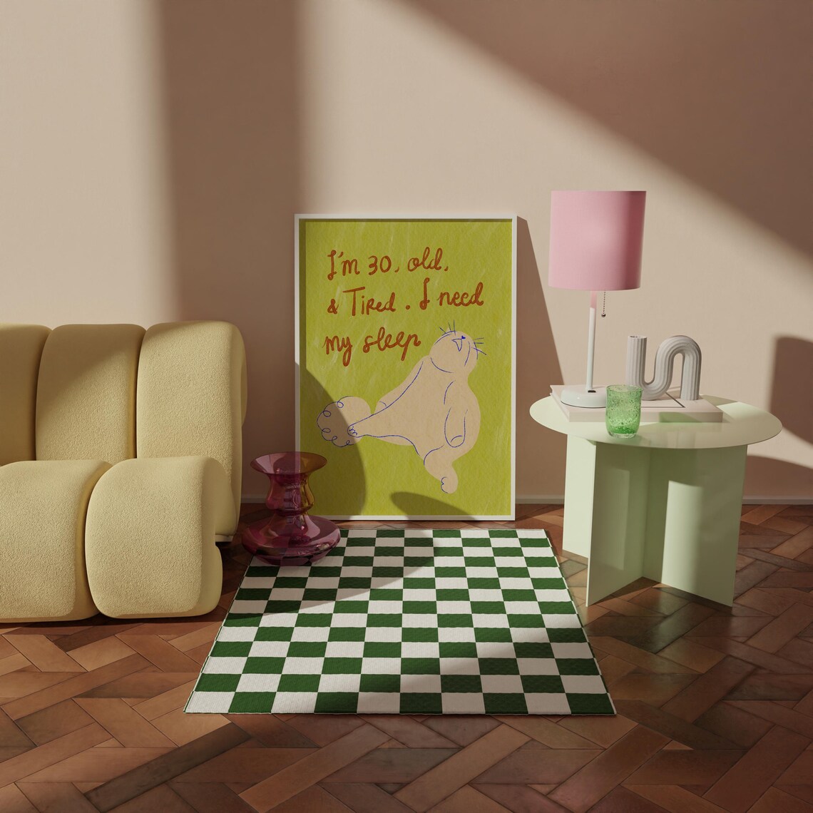 Old And Sleepy Cat Humor Art Print