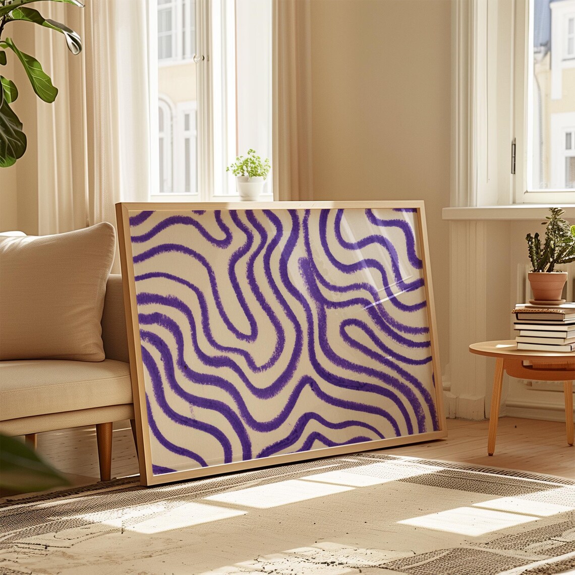 Abstract Wavy Lines Art Print Colorful Geometric Squiggles