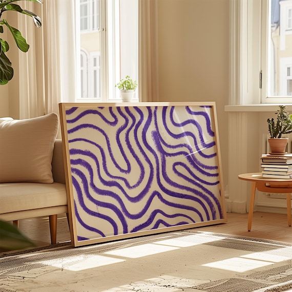 Abstract Wavy Lines Art Print Colorful Geometric Squiggles