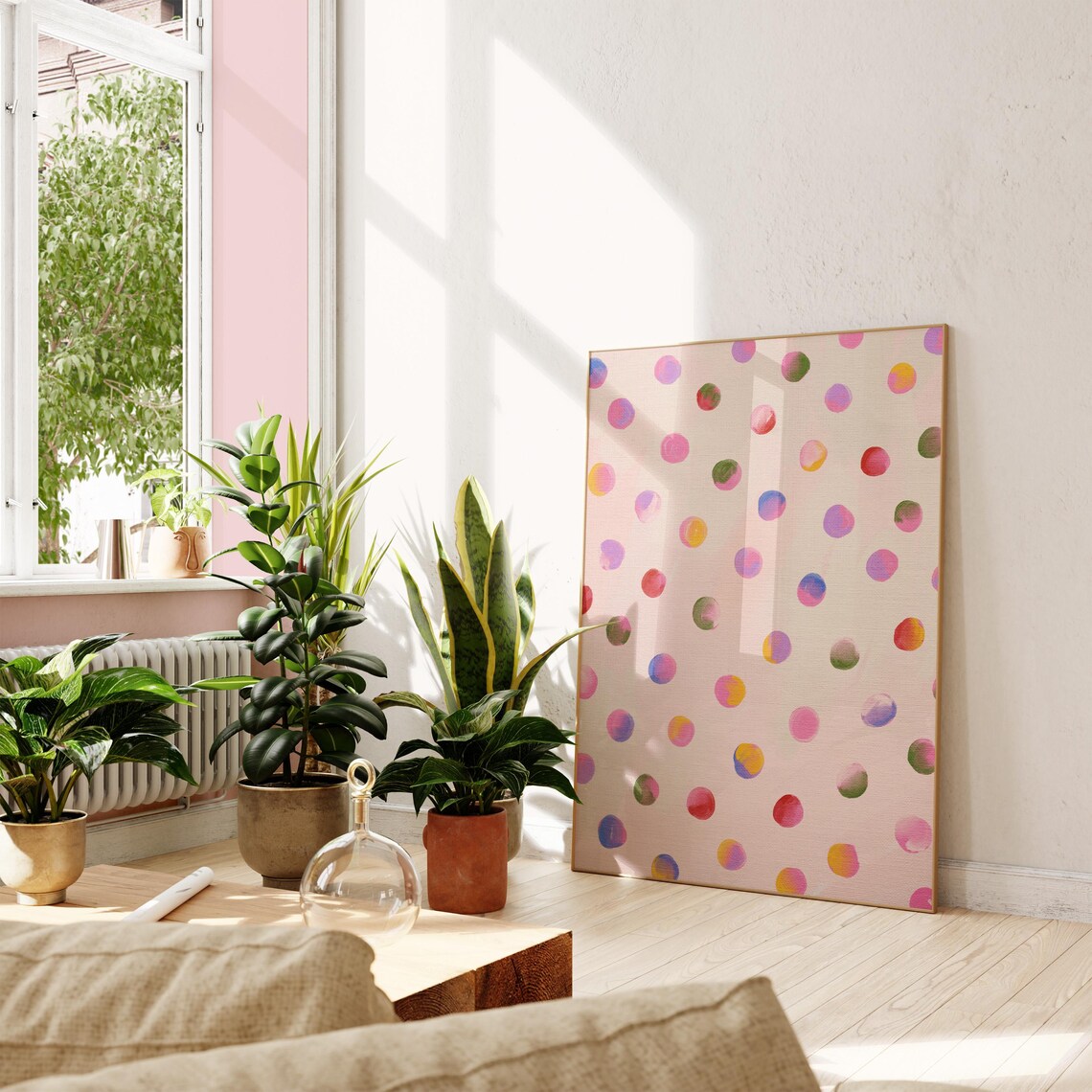 Colorful Dots Abstract Geometric Wall Art Print