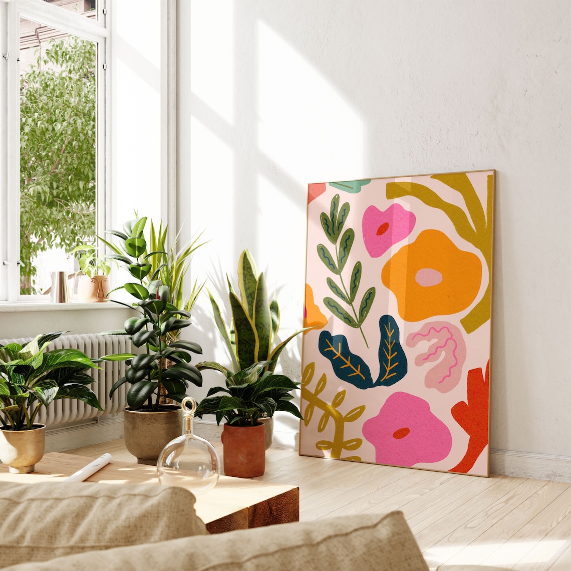 Abstract Floral Print, Colorful Botanical Art