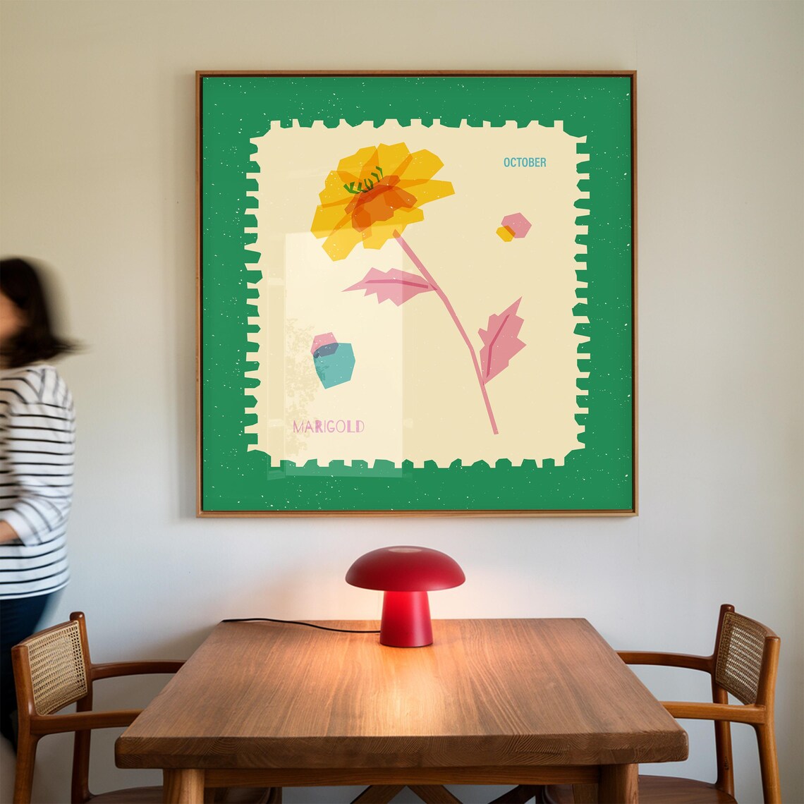 Marigold Flower Art Print, Nursery Room Decor